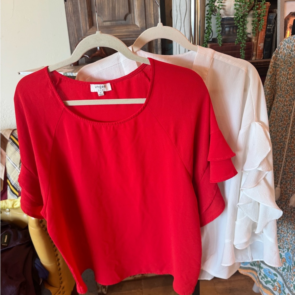 2 Umgee Ruffle Sleeve Blouses